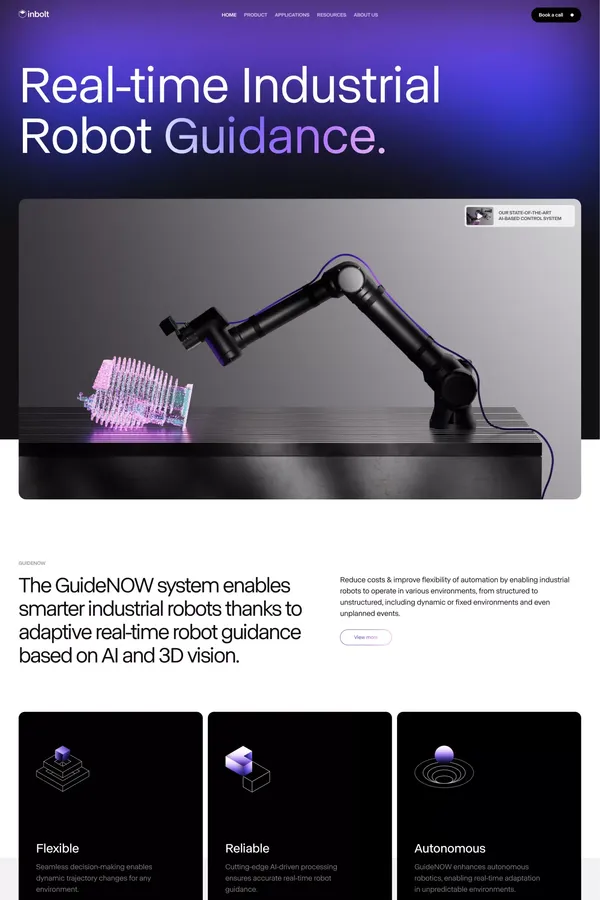 Inbolt - Real-Time Industrial Robot Guidance. - Landing design inspiration