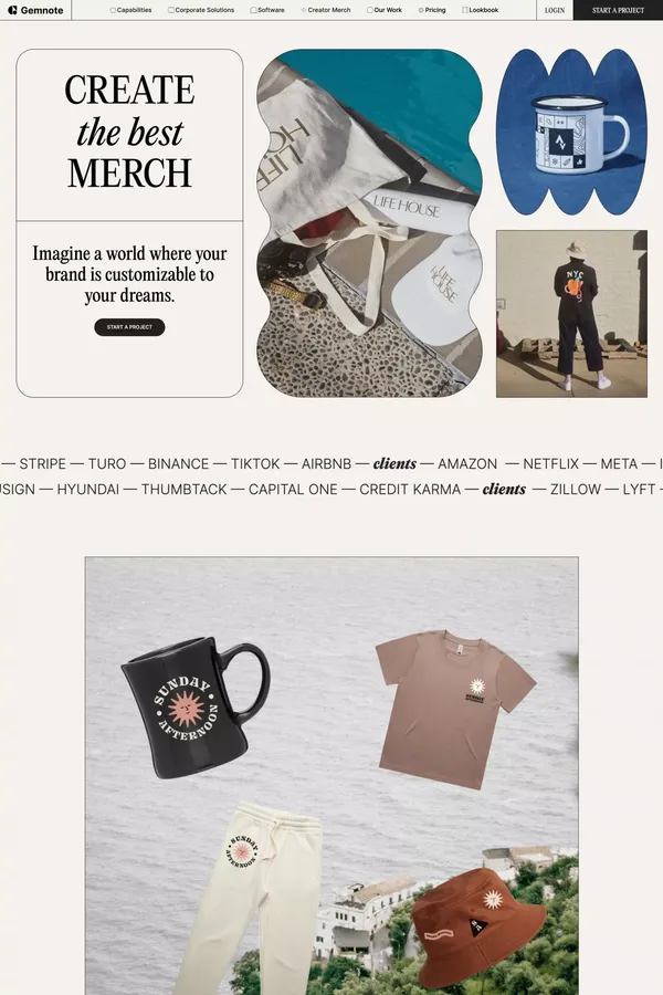 Merch, Swag and Corporate Gifts | Promotional Products - Gemnote - Landing design inspiration