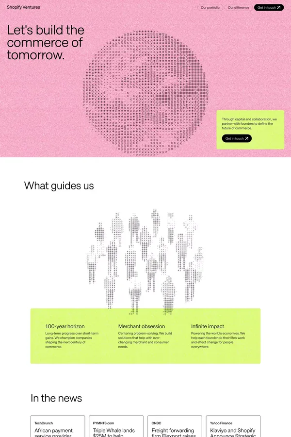 Shopify Ventures - Landing design inspiration