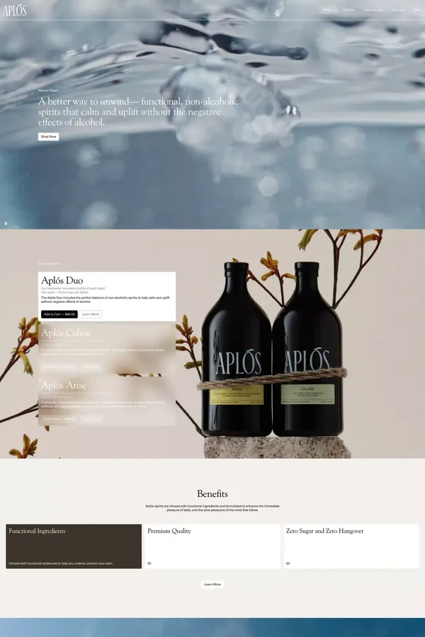 Aplós - Functional, Non-alcoholic Spirits - Ecommerce design inspiration