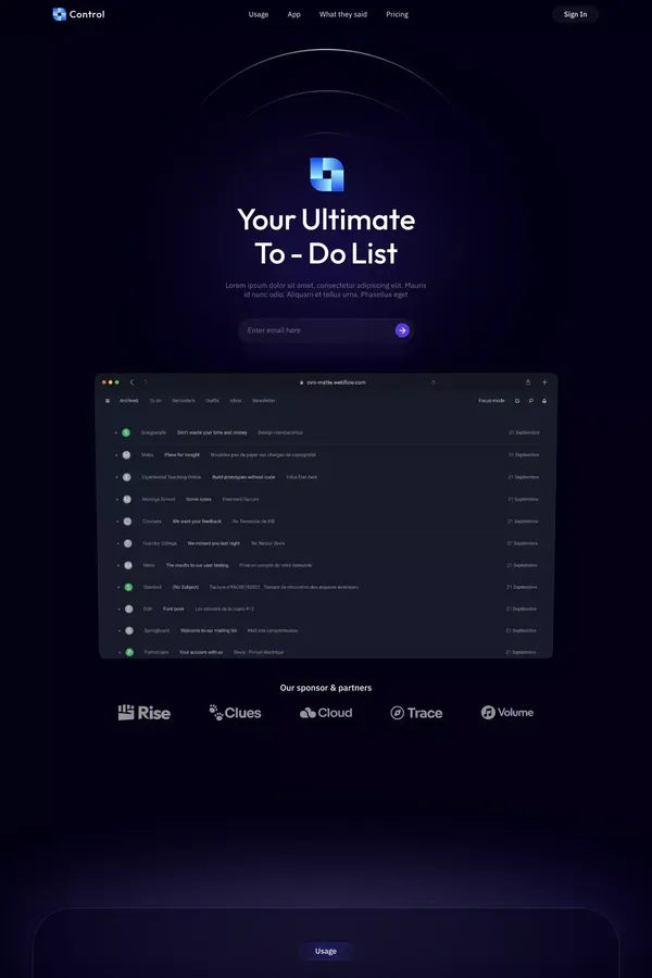 Control - Webflow HTML website template
