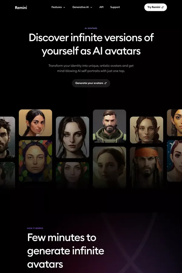 Remini - AI Photo Enhancer - website design inspiration