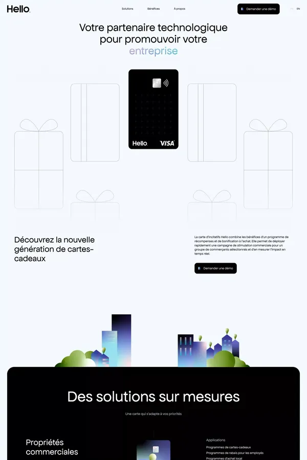 Carte Prépayée Visa | Montréal - Hello Network - Landing design inspiration