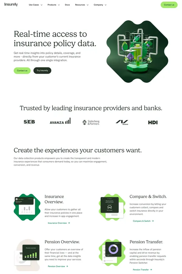 Real-time access to insurance data. | Insurely - Landing design inspiration