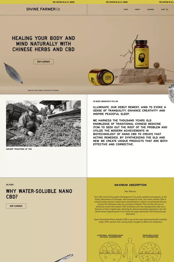 Divine Farmer C.A. – Natural Medicines combining Traditional Chinese Medicine with CBD. - Ecommerce design inspiration