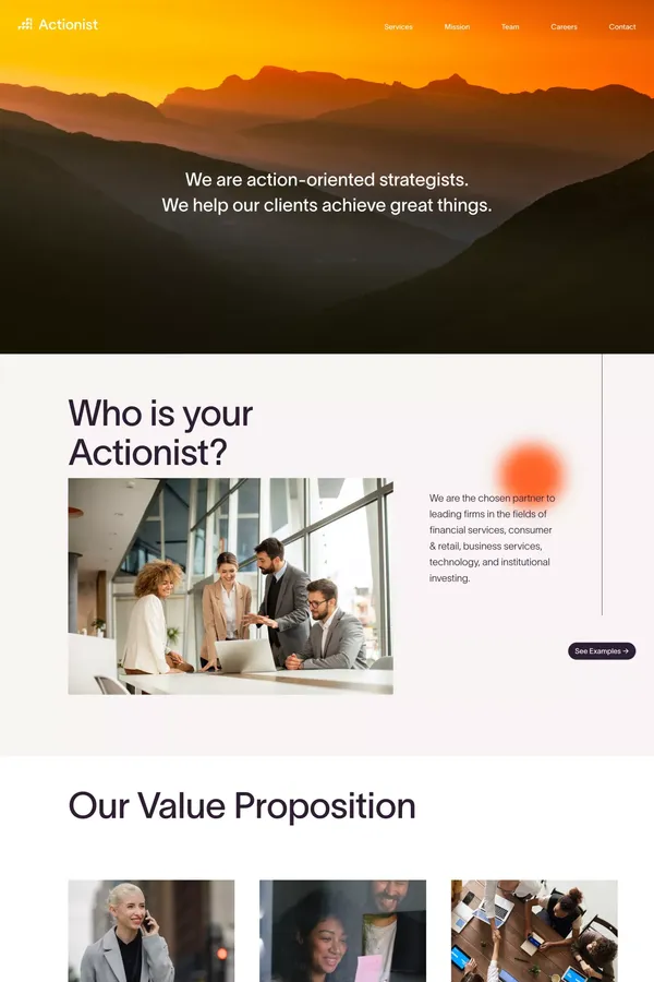 Actionist Consulting Group - Landing design inspiration