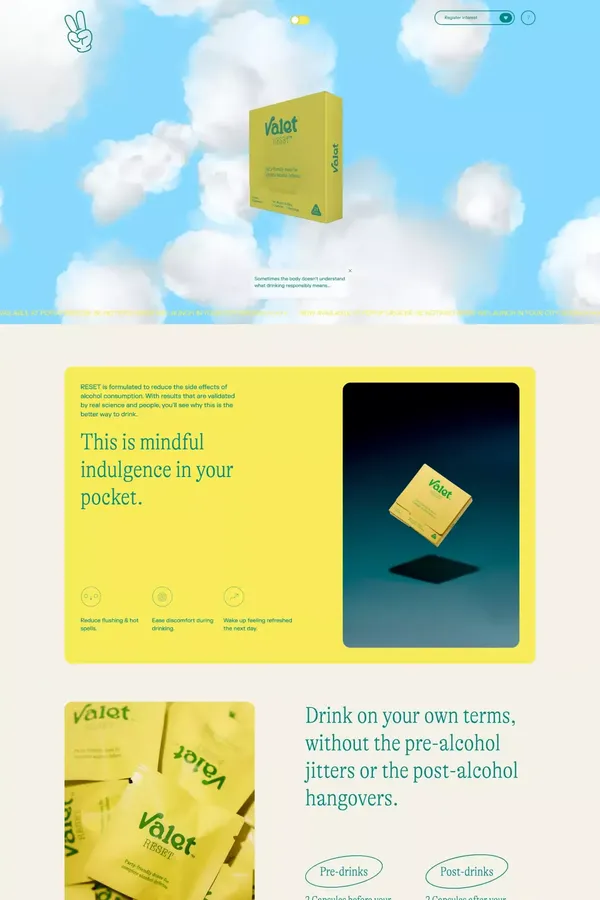 Valet: Mindful indulgence in your pocket. - Landing design inspiration