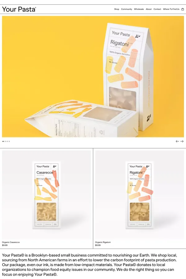 Your Pasta Shop - Ecommerce design inspiration