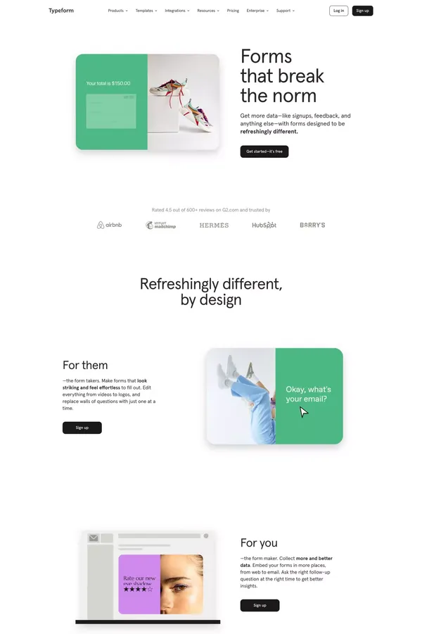 Typeform: People-Friendly Forms and Surveys - Landing design inspiration
