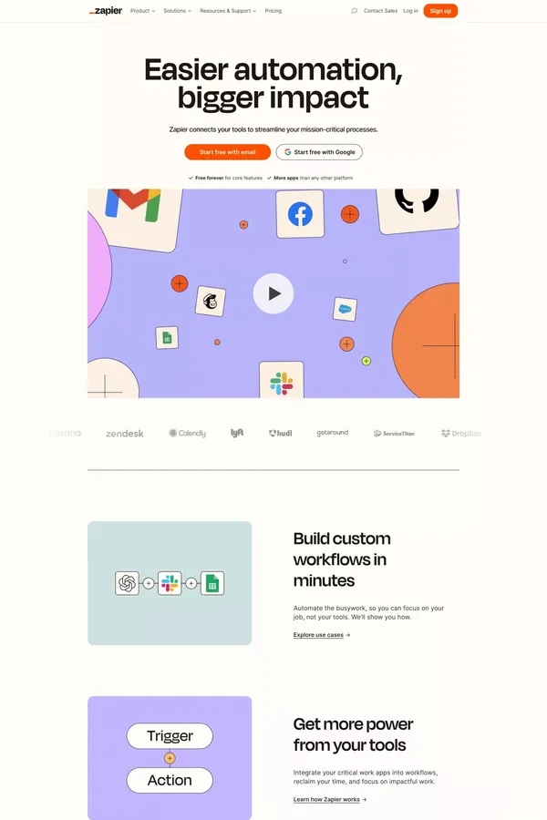 Zapier | Automation that moves you forward - Landing design inspiration