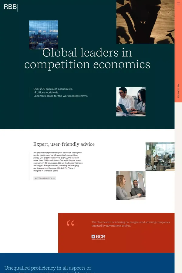 Global leaders in competition economics - RBB Economics - website design inspiration