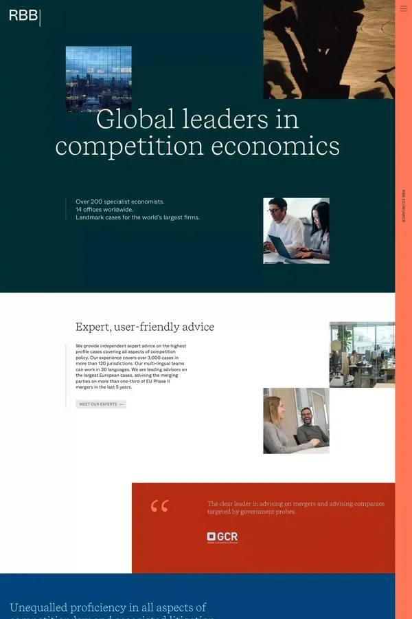 Global leaders in competition economics - RBB Economics - Landing design inspiration