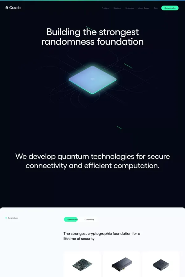 Quside – QRNGs for advanced solutions - Landing design inspiration