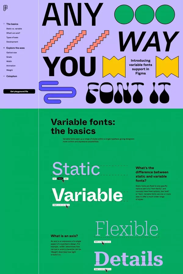 Variable fonts support in Figma - Other design inspiration
