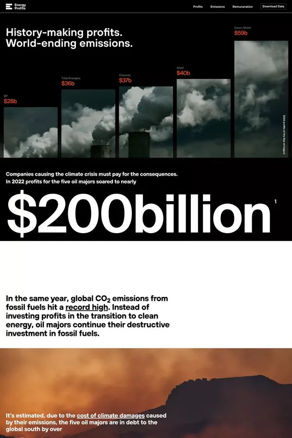 Energy Profits: History-making profits. World-ending emissions. - Other design inspiration