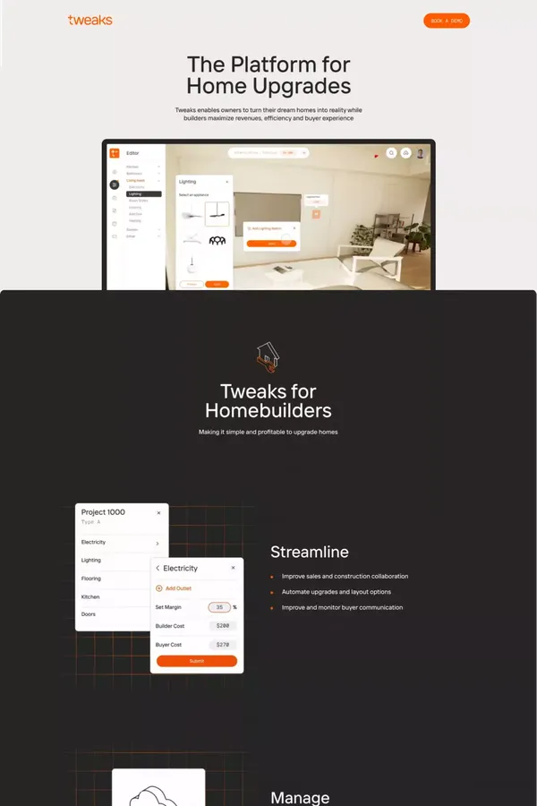 Tweaks - The Platform for Home Upgrades - Landing design inspiration
