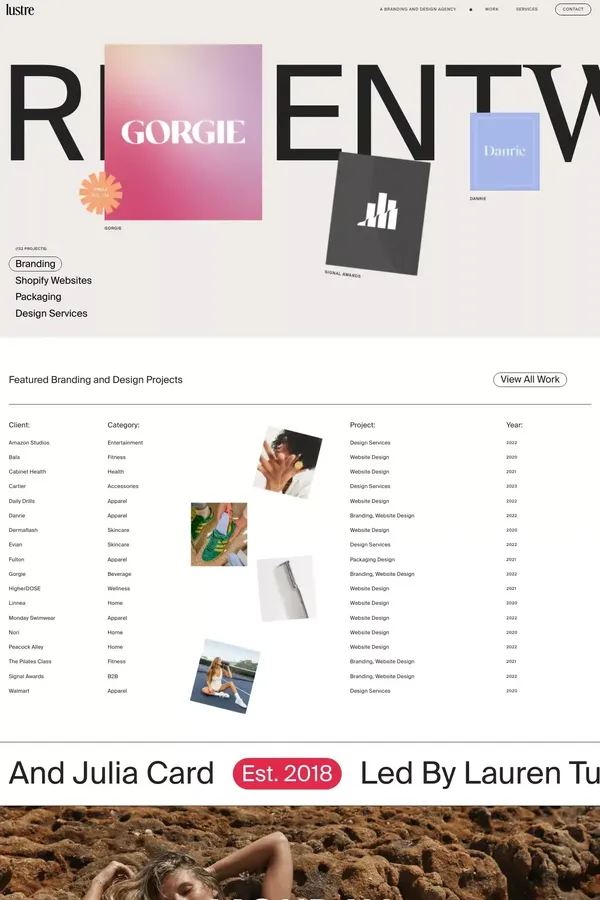 Branding and Design Agency | Lustre - Portfolio design inspiration