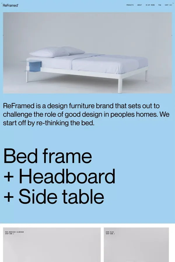 Designer furniture for your bedroom - ReFramed - Ecommerce design inspiration