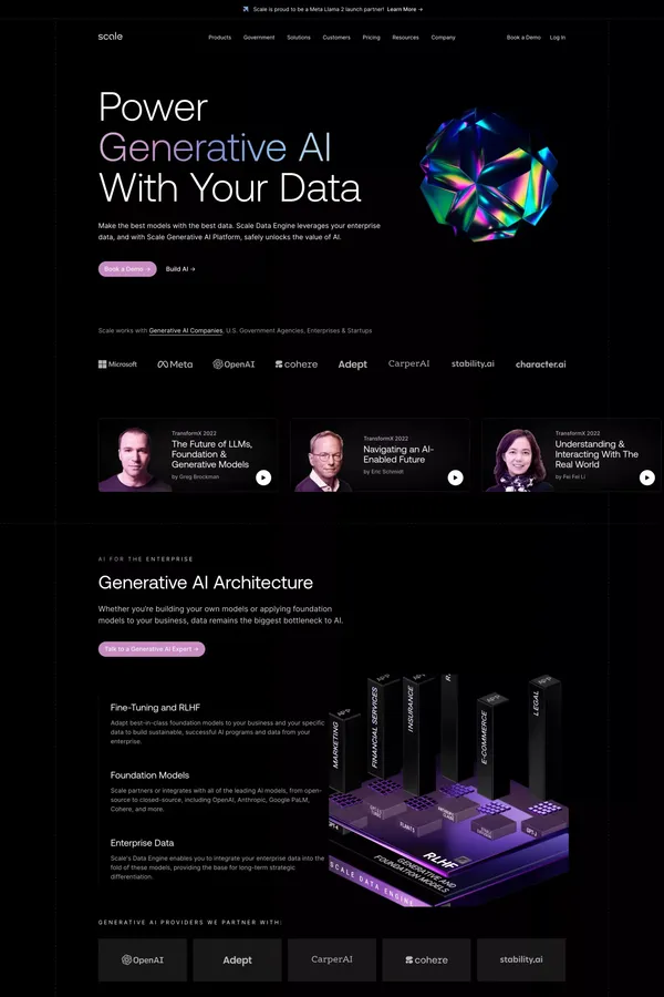 Accelerate the Development of AI Applications | Scale AI - Landing design inspiration