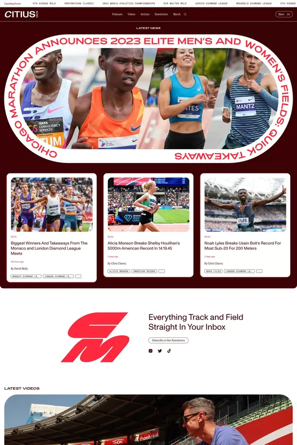 CITIUS MAG | Track and Field News, Podcasts, Analysis, Commentary and More - Blog design inspiration