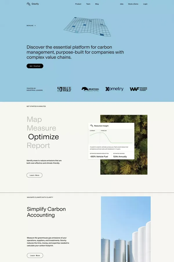Gravity Climate - Landing design inspiration