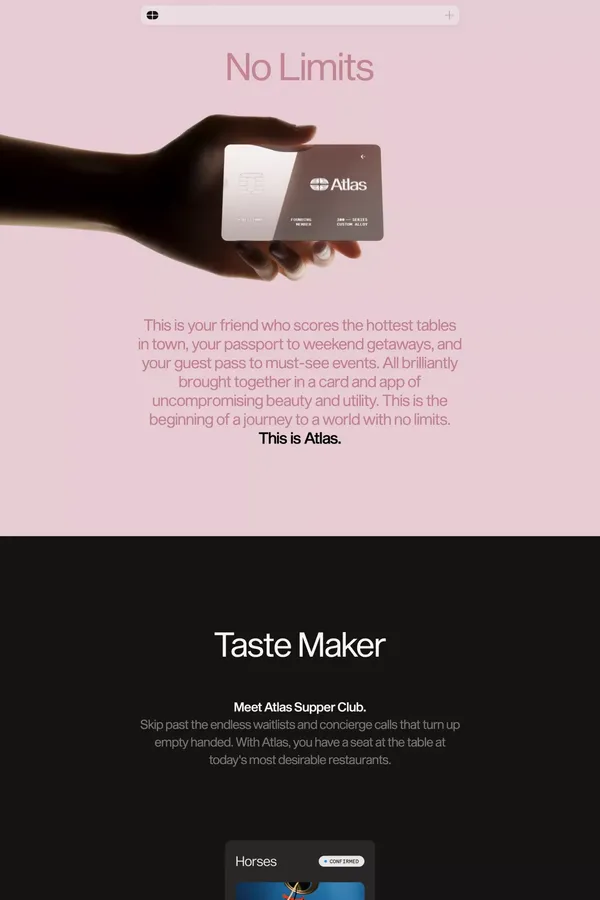 Atlas - Spending. Dining. Travel. - Landing design inspiration
