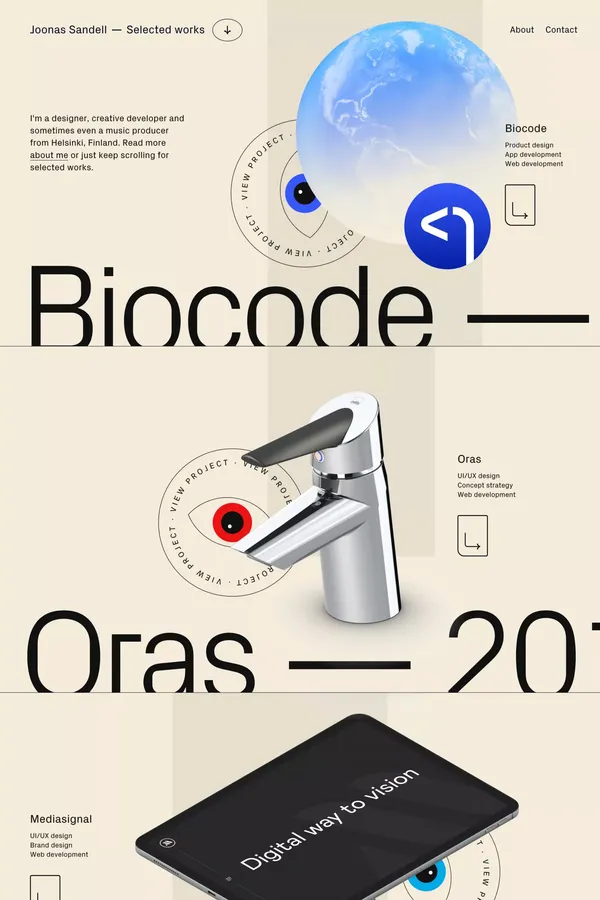 Joonas Sandell — Designer & Developer - Portfolio design inspiration