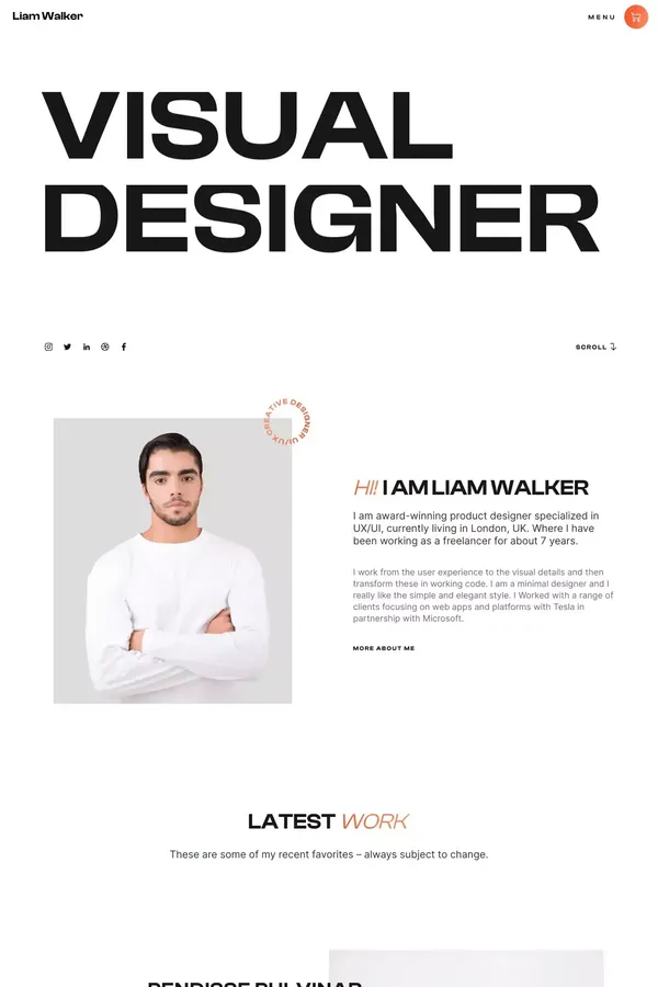 Liam Walker - Webflow HTML website template - Template design inspiration