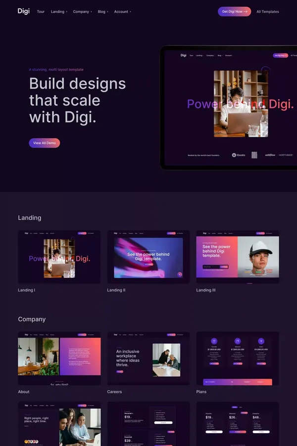 Digi - Webflow Ecommerce website template - Template design inspiration