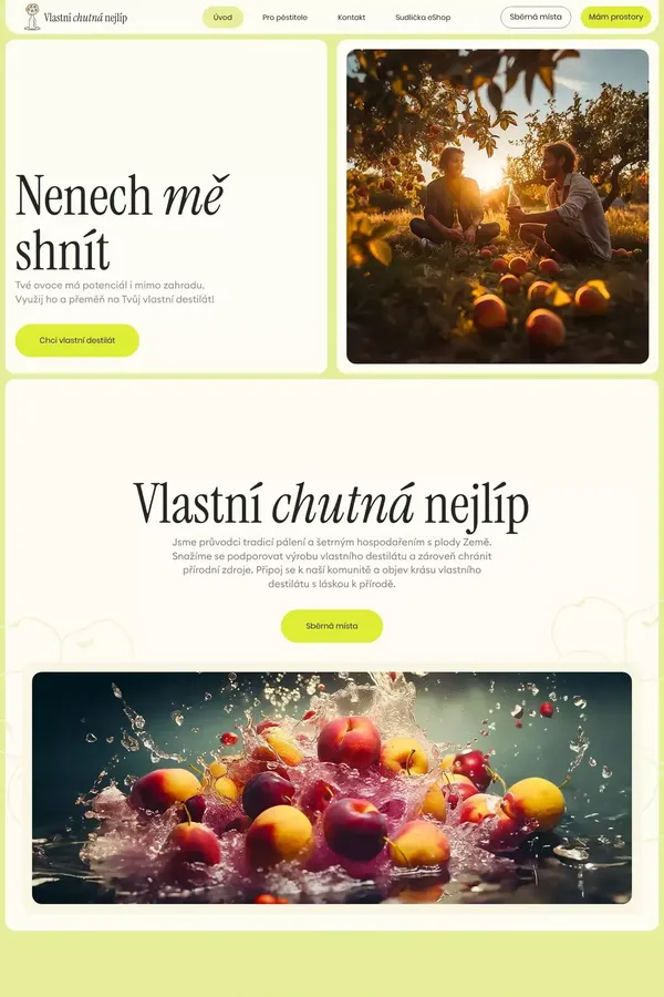 Vlastní Chutná Nejlíp | Pěstitelské pálení - website design inspiration