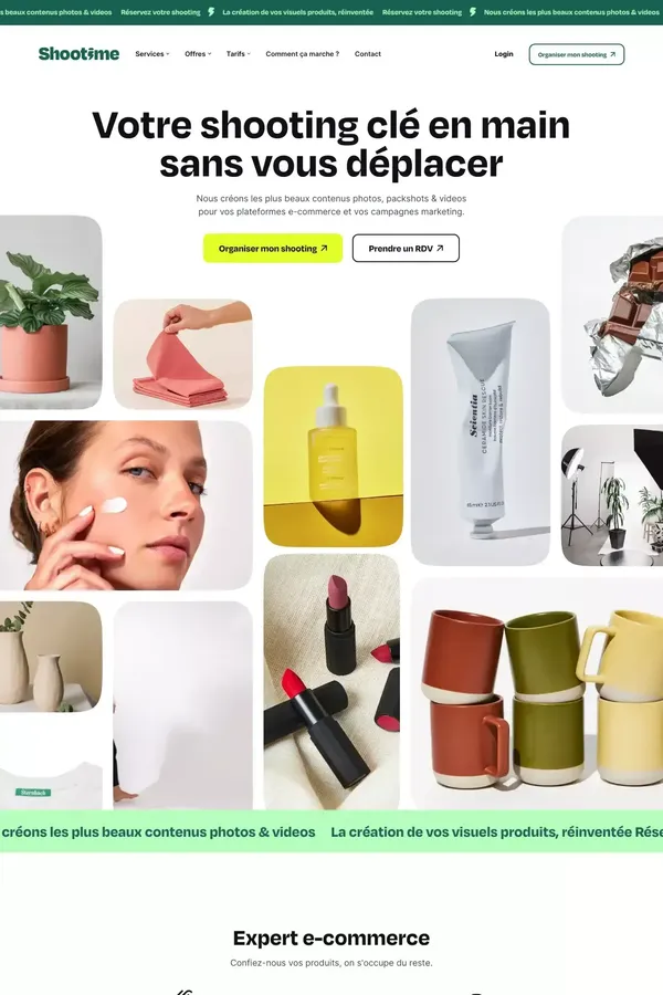 Shootime - Shooting clé en main sans vous déplacer - website design inspiration