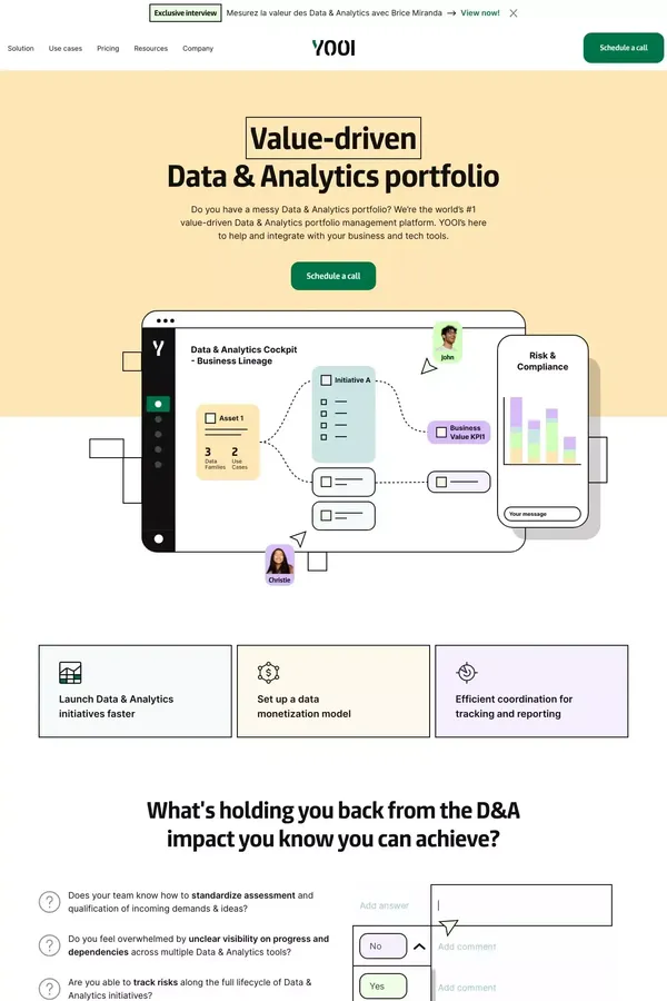 YOOI | Data & Analytics value management - website design inspiration