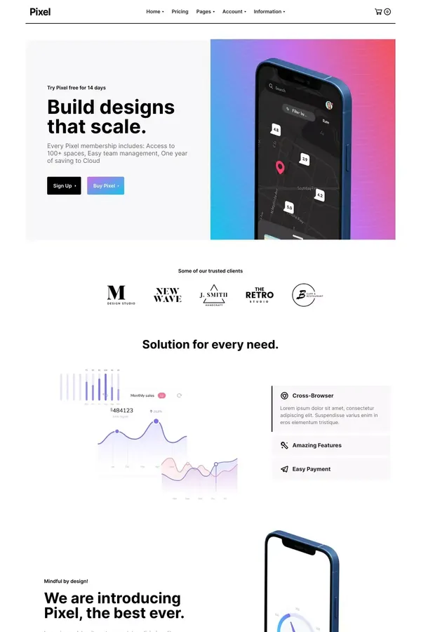 Pixel - Webflow Ecommerce website template - Template design inspiration