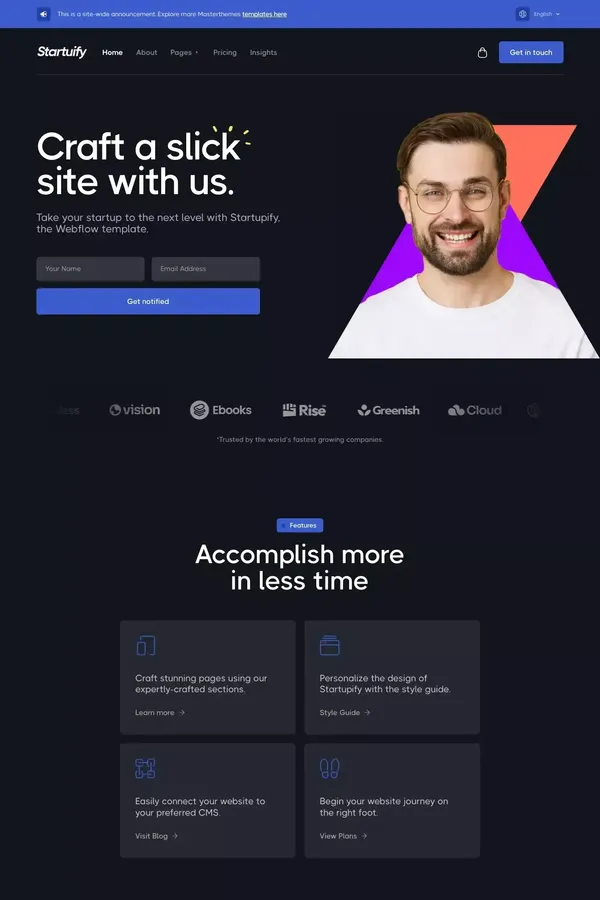 Startupify - Webflow Ecommerce website template - Template design inspiration