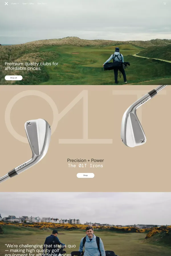Caley Golf × Game On - Ecommerce design inspiration
