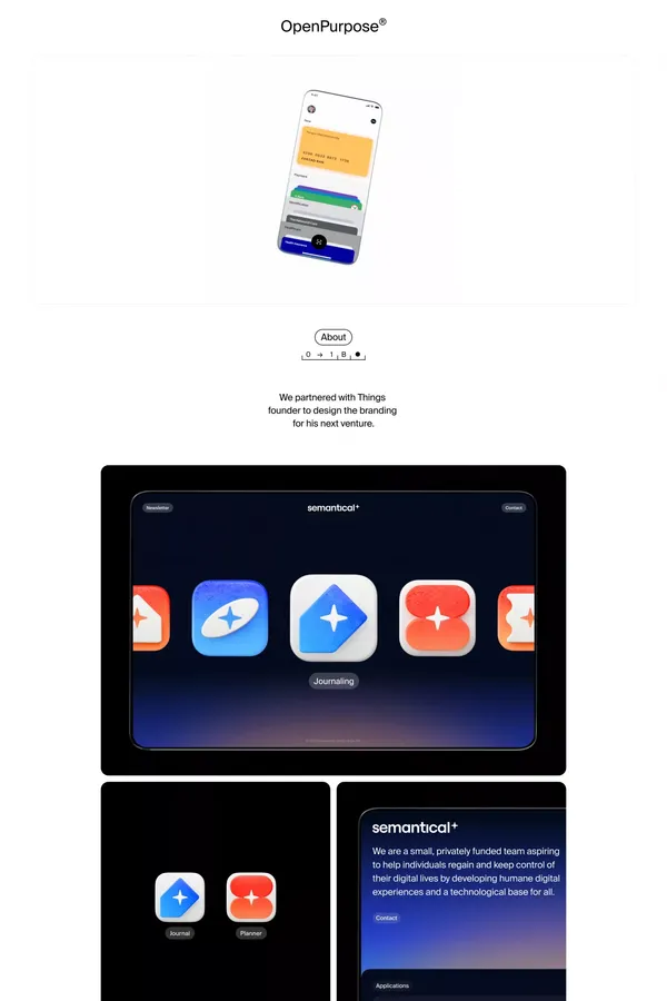 OpenPurpose - Design Partner for Founders - Portfolio design inspiration