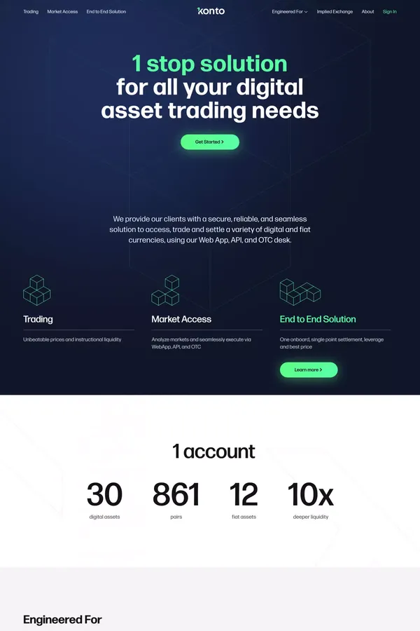 1Konto - 1 stop solution for all your digital asset trading needs - Landing design inspiration
