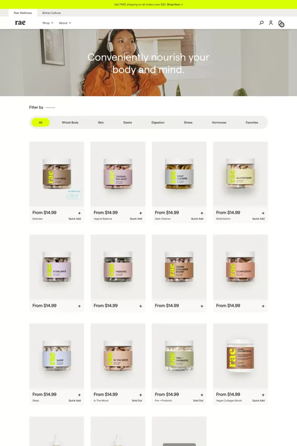 Shop All Rae – Rae Wellness - Product listing design inspiration