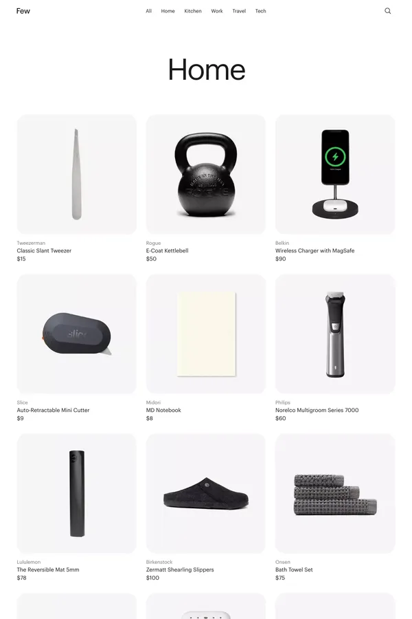 Home Essentials - Few - Product listing design inspiration