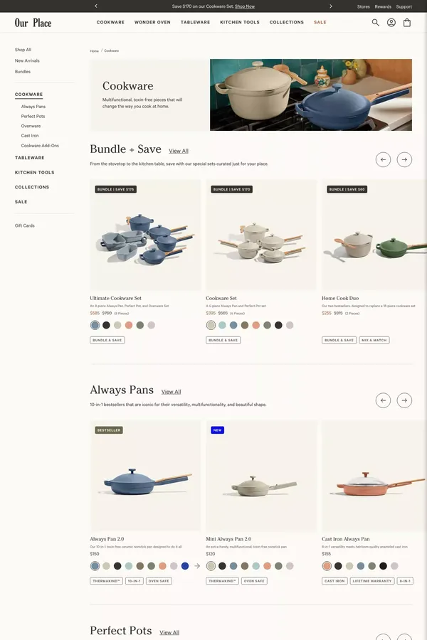 Cookware Sets, Cookware Pots, Pans and Collections |–Our Place -  US - Product listing design inspiration