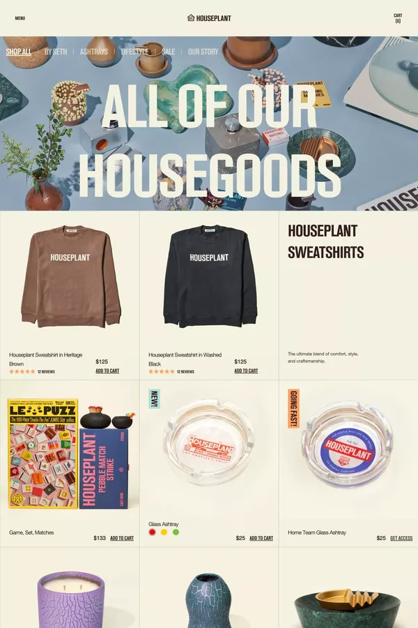 All Smoking Accessories & Home Objects | Houseplant – HOUSEPLANT - Product listing design inspiration