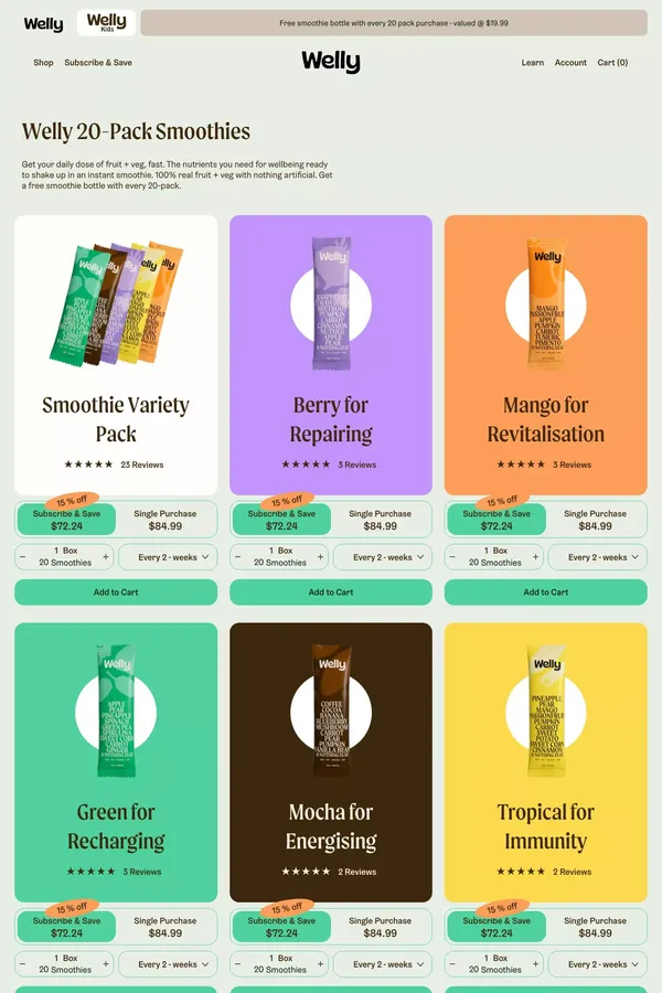 Welly 20-Pack Smoothies - Product listing design inspiration