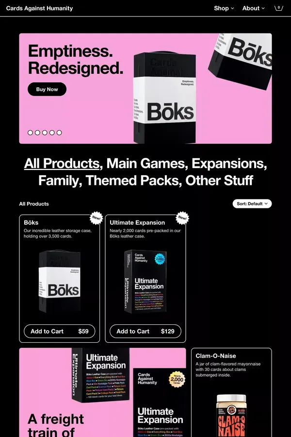 All Products - Cards Against Humanity - Product listing design inspiration