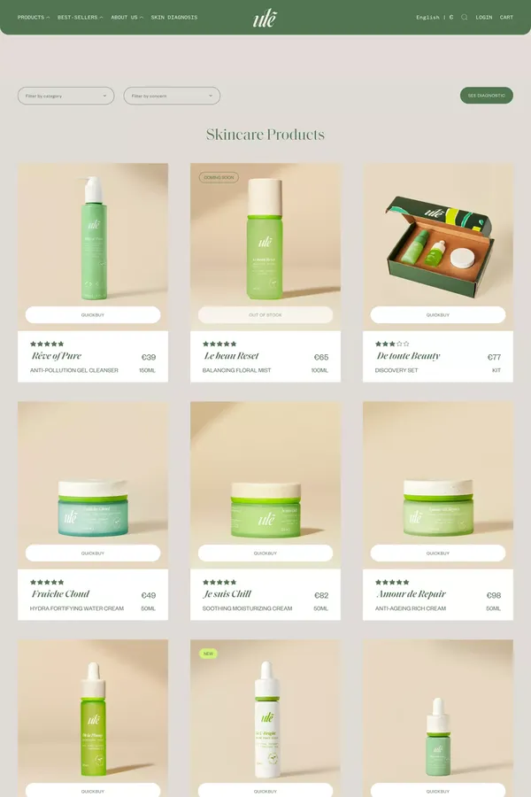 Beauty products | Ulé - Product listing design inspiration