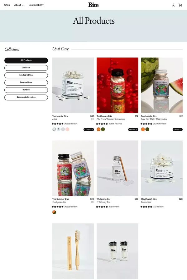 Products – Bite - Product listing design inspiration
