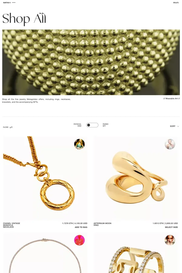 Shop All – House of Web3 - Product listing design inspiration