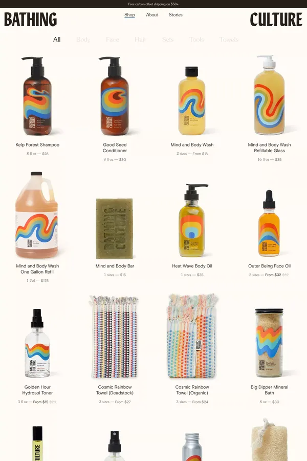 All – Bathing Culture - Product listing design inspiration