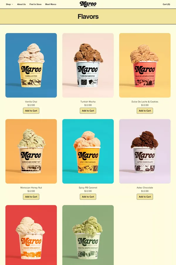 Ice Cream – Marco Sweets & Spices - Product listing design inspiration