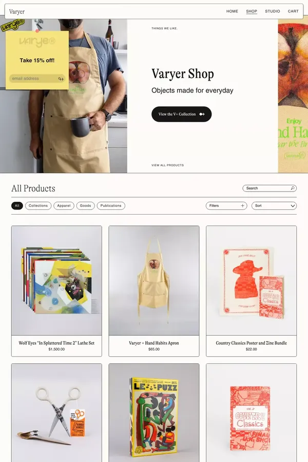 Varyer Shop–        Varyer Shop - Product listing design inspiration