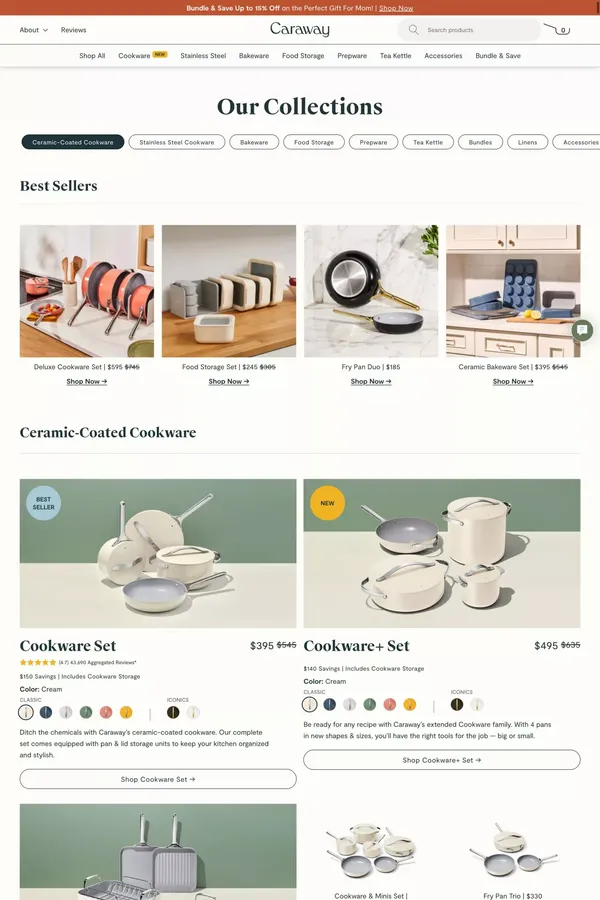 Cookware, Pots, Pans Linens & Accessories | Caraway - Product listing design inspiration